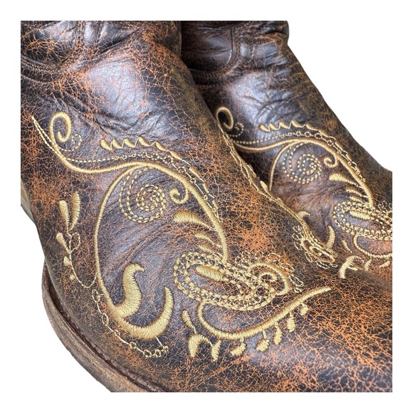 Circle G Western Boots Women's 8M L5001 Brown Leather Embroidered Dragonfly - Picture 9 of 13